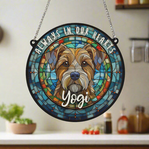 Border Terrier Memorial Stained Glass Effect Suncatcher